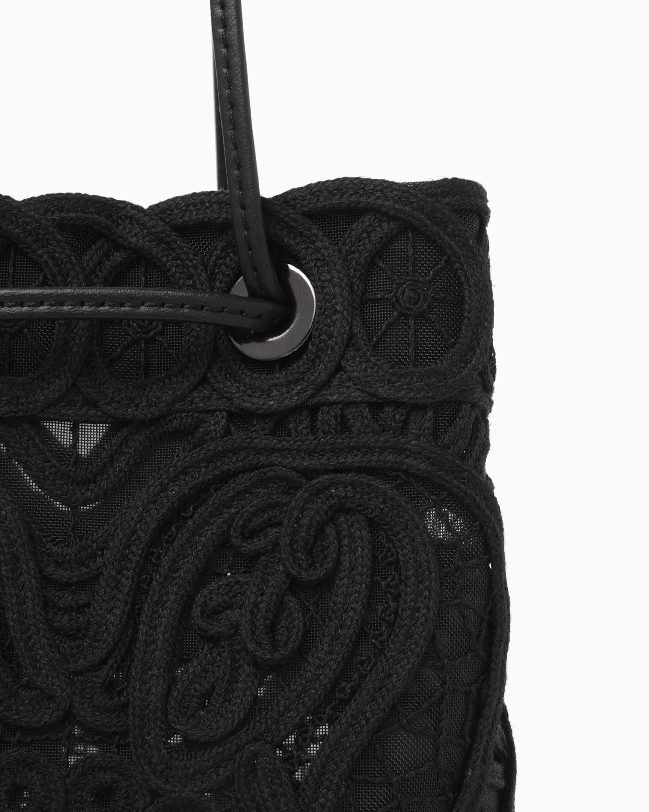 Cording Embroidery Bucket Bag - black