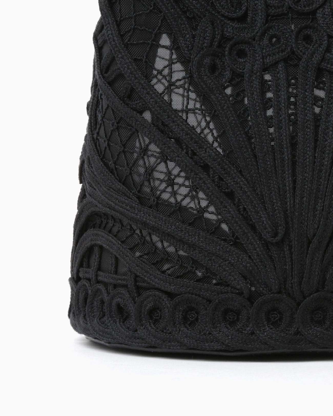 Cording Embroidery Bucket Bag - black