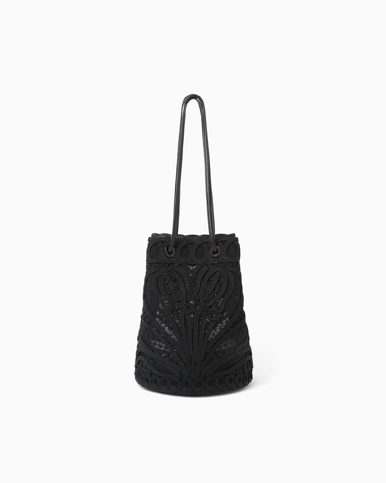 Cording Embroidery Bucket Bag - black