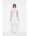 Nature Pattern Sheer Knitted High Neck Top - white