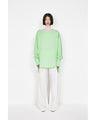 Oversized Cotton Boat Neck Top - light green