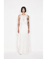 Botanical Motif Sheer Sleeveless Wrap Dress - white