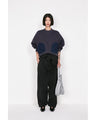 Cording Embroidery Cropped Sweatshirt - navy