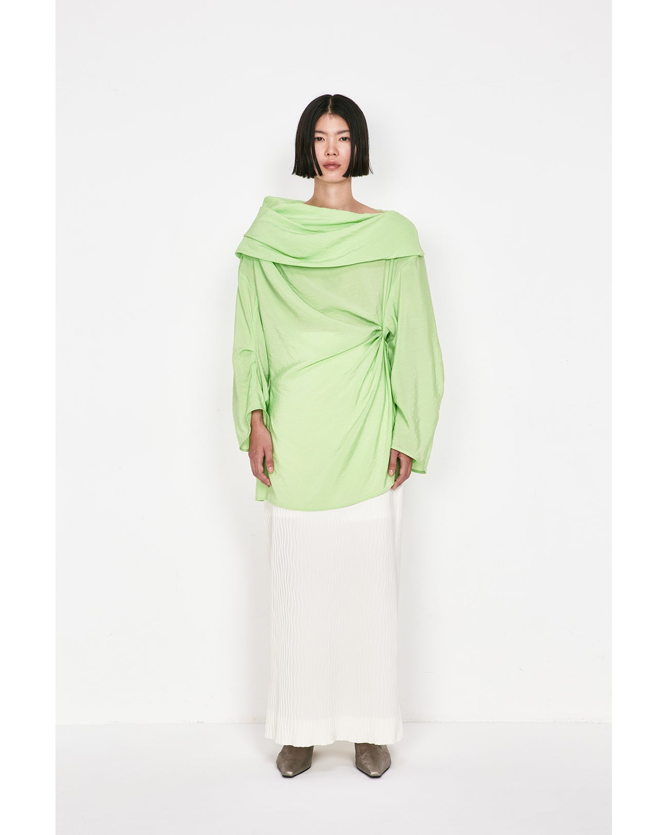 Volume Drape Shirt - light green