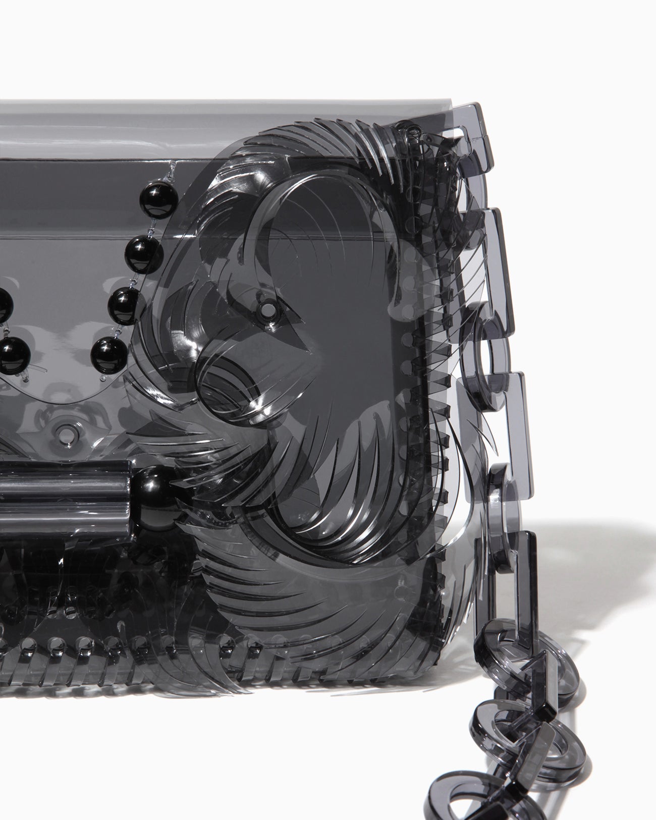 Transparent Sculptural Mini Chain Bag - black - Mame Kurogouchi