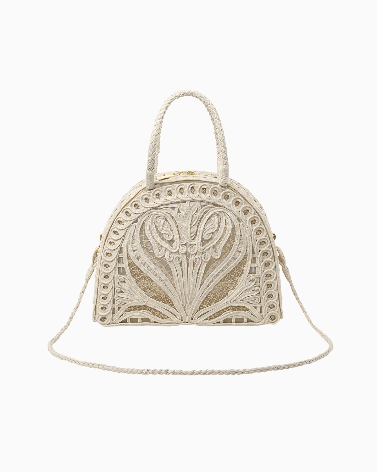 Cording Embroidery Demi Lune Handbag - beige - Mame Kurogouchi