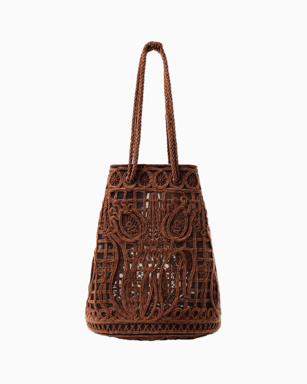 Cord Embroidery Bucket Bag - brown - Mame Kurogouchi