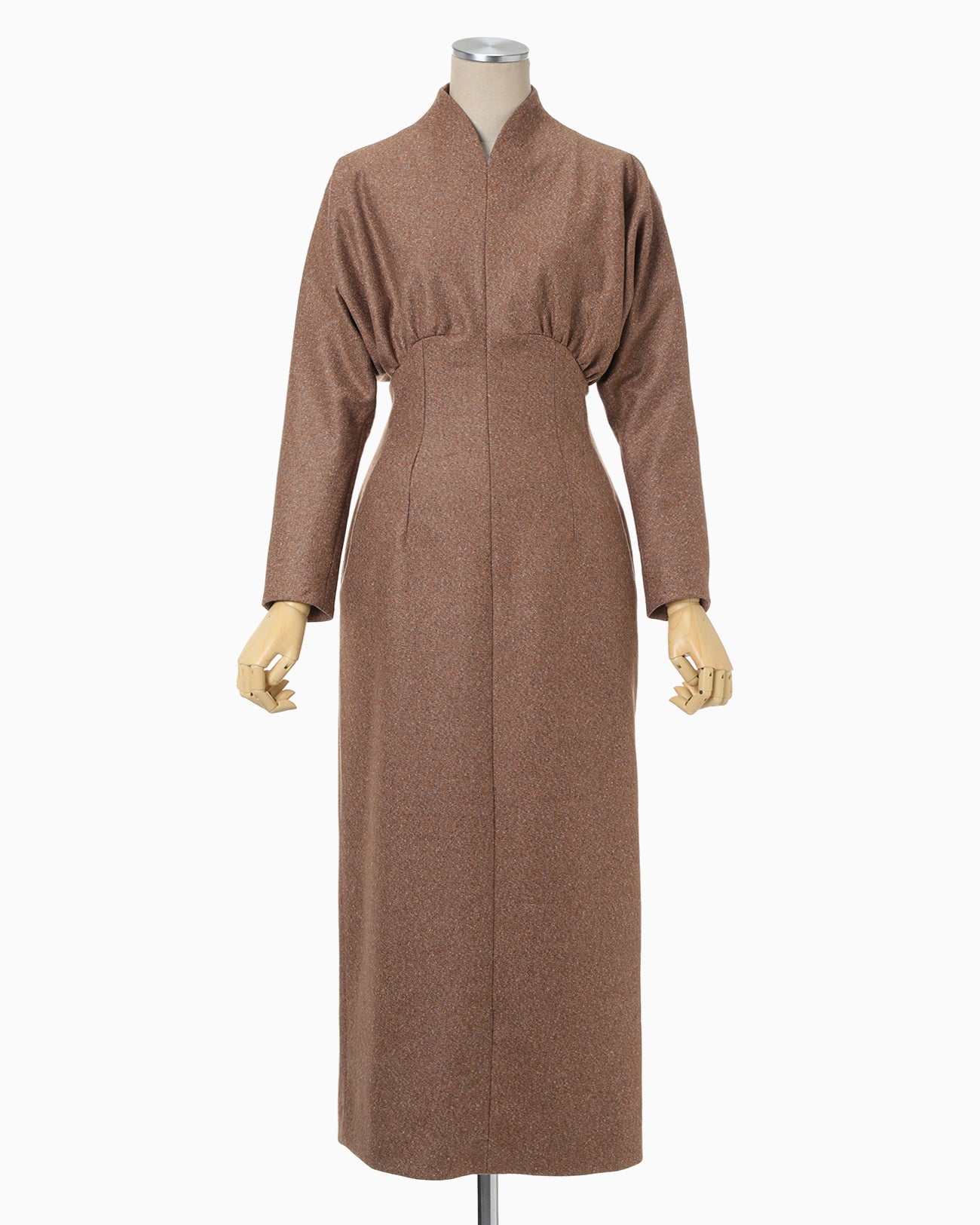 Melange Flannel Dress - brown - Mame Kurogouchi