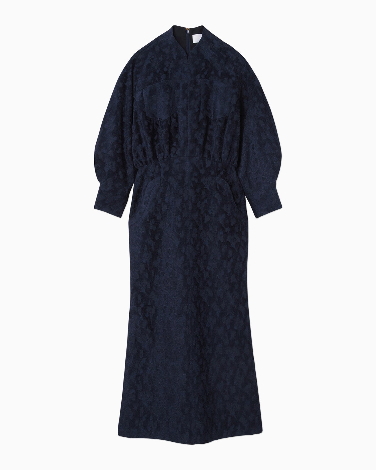 Floral Jacquard Flare Dress - navy - Mame Kurogouchi