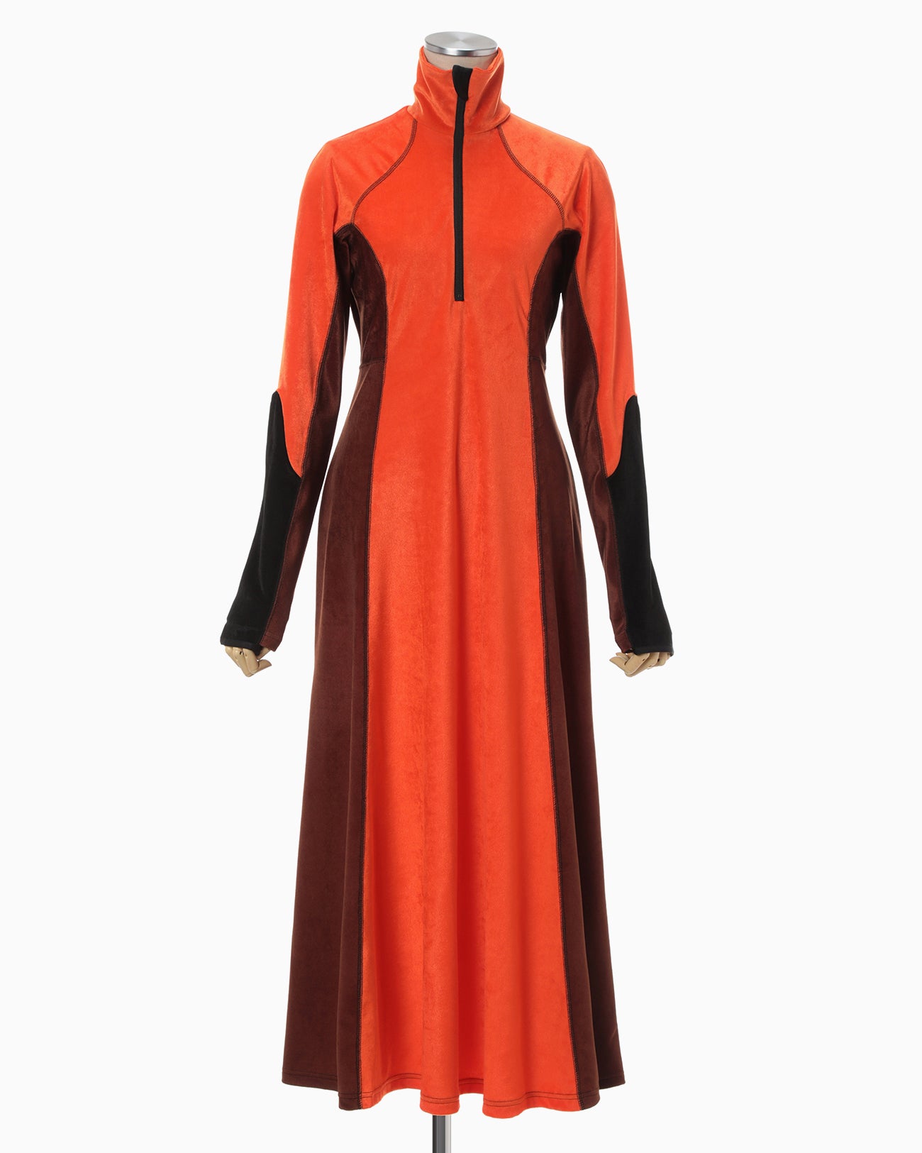 Velour Jersey Flared Dress - orange - Mame Kurogouchi