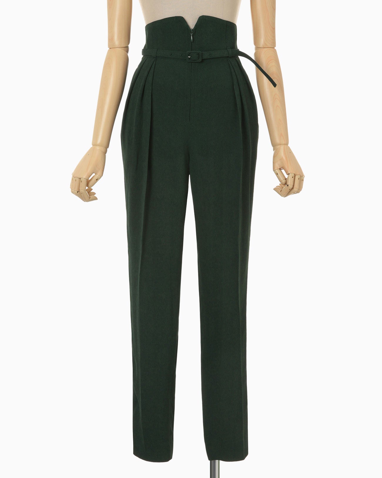 Stripe Jacquard High Waisted Tapered Trousers - green - Mame