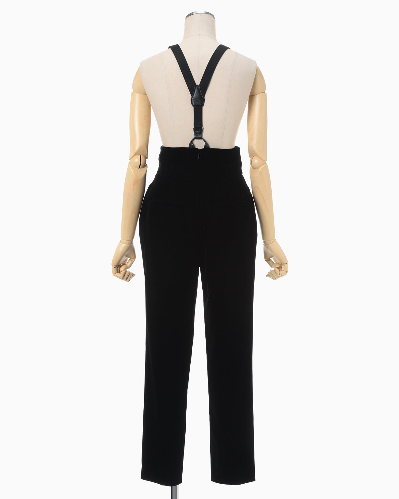 Velvet High Waisted Tapered Trousers With Suspenders - black ...