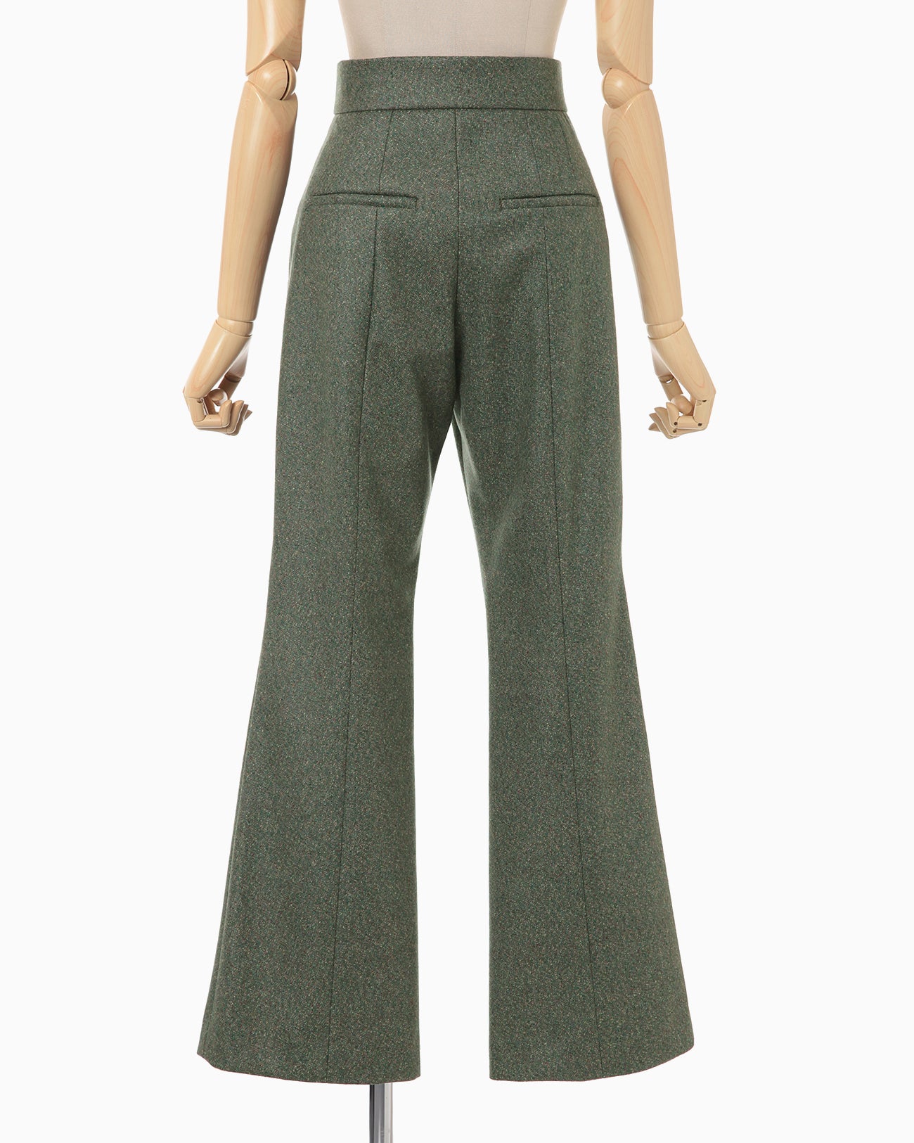 Melange Flannel Flared Trousers - green - Mame Kurogouchi