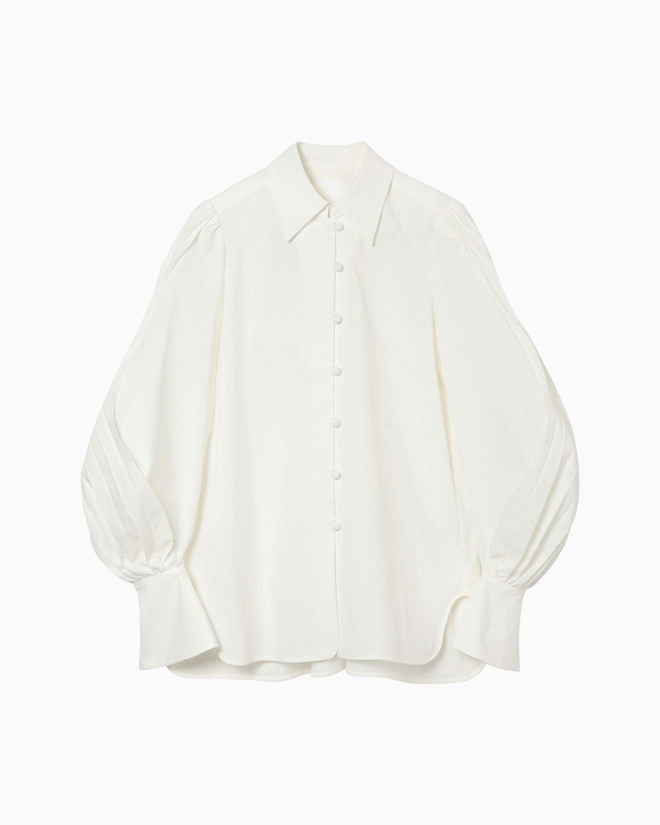 Curved Pleated Shirt - white - Mame Kurogouchi