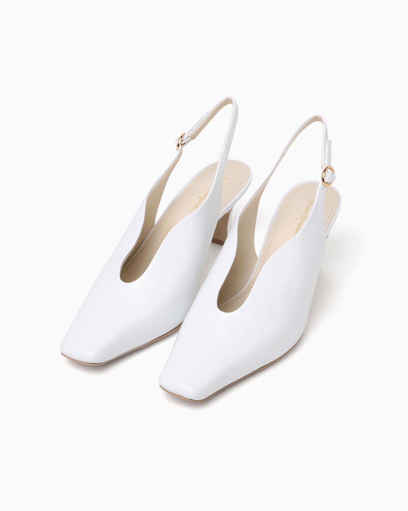 Mame】Curved Line Sling Back Heels | nate-hospital.com