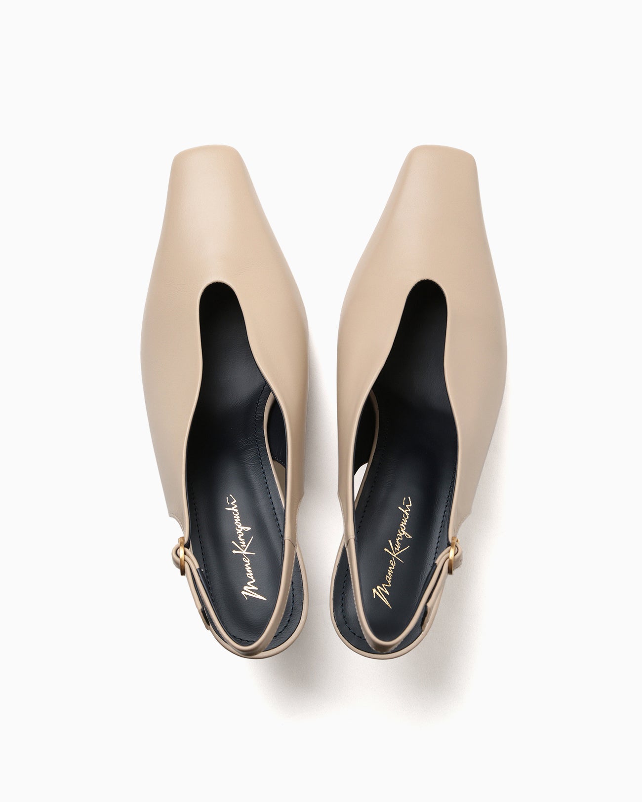 Curved Line Sling Back Heels - beige - Mame Kurogouchi