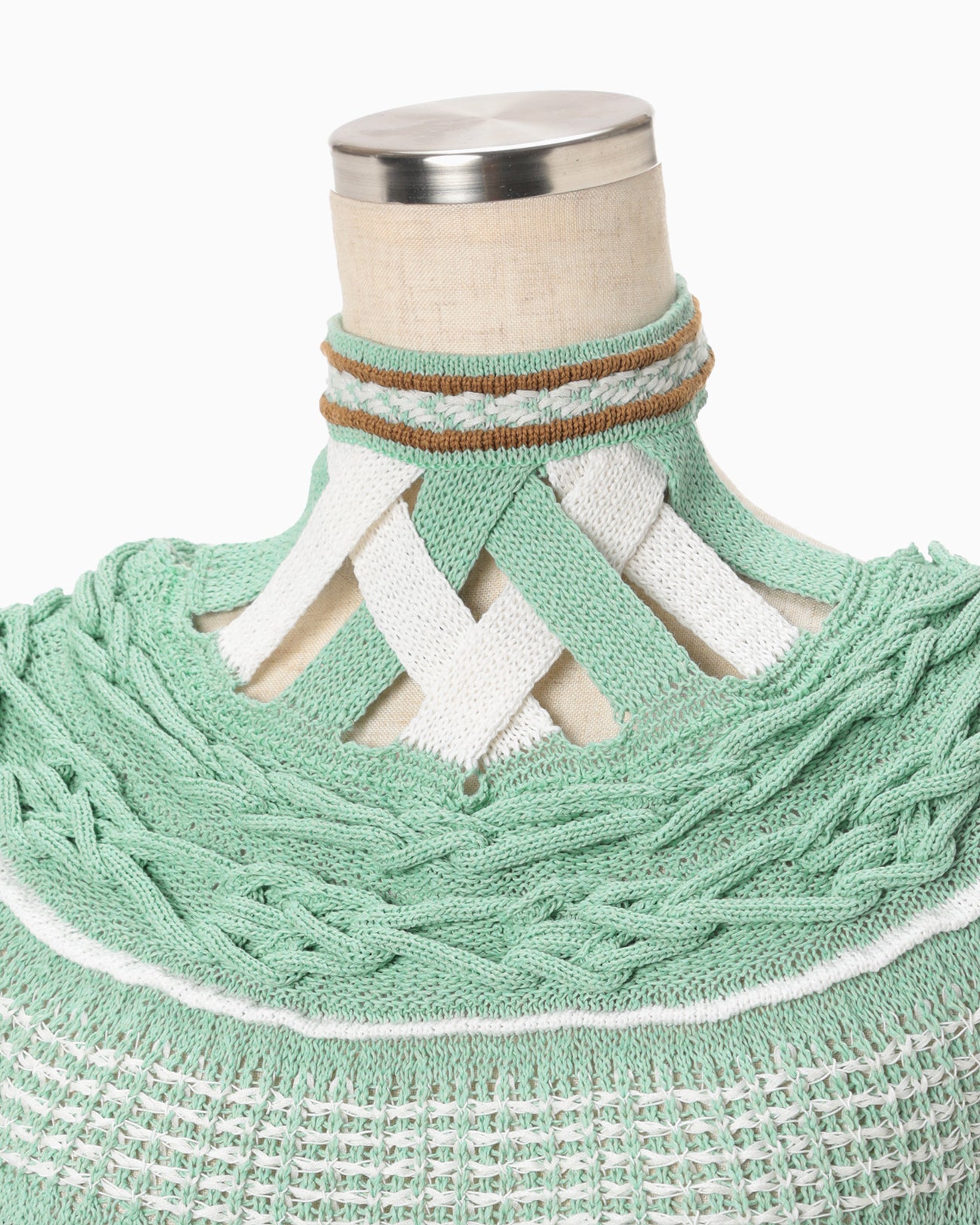 Bamboo Basket Pattern Knitted Dress - mint green - Mame Kurogouchi