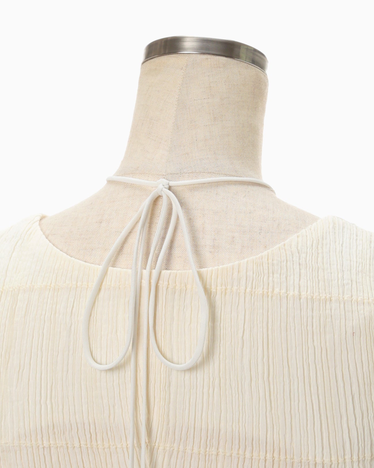 Stripe Shirring Jacquard Sleeveless Top - ecru - Mame Kurogouchi