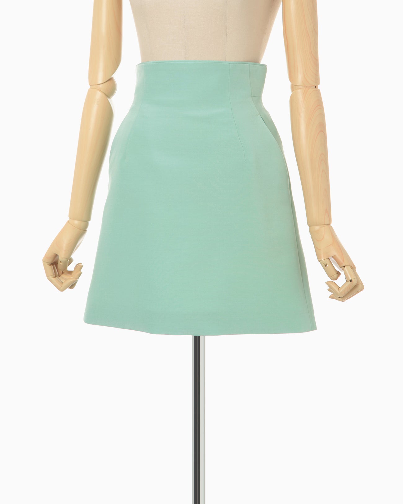 Silk Wool Double Cloth Mini Skirt - mint green - Mame Kurogouchi