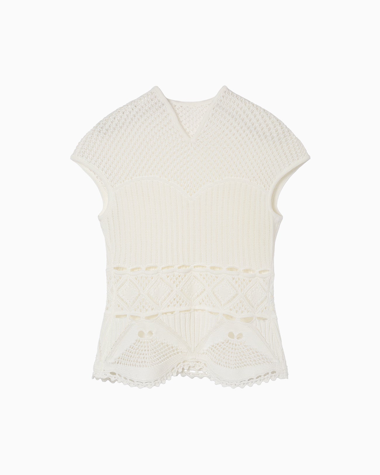 Cotton Lace Sleeveless Knitted Top サイズ3ホワイト