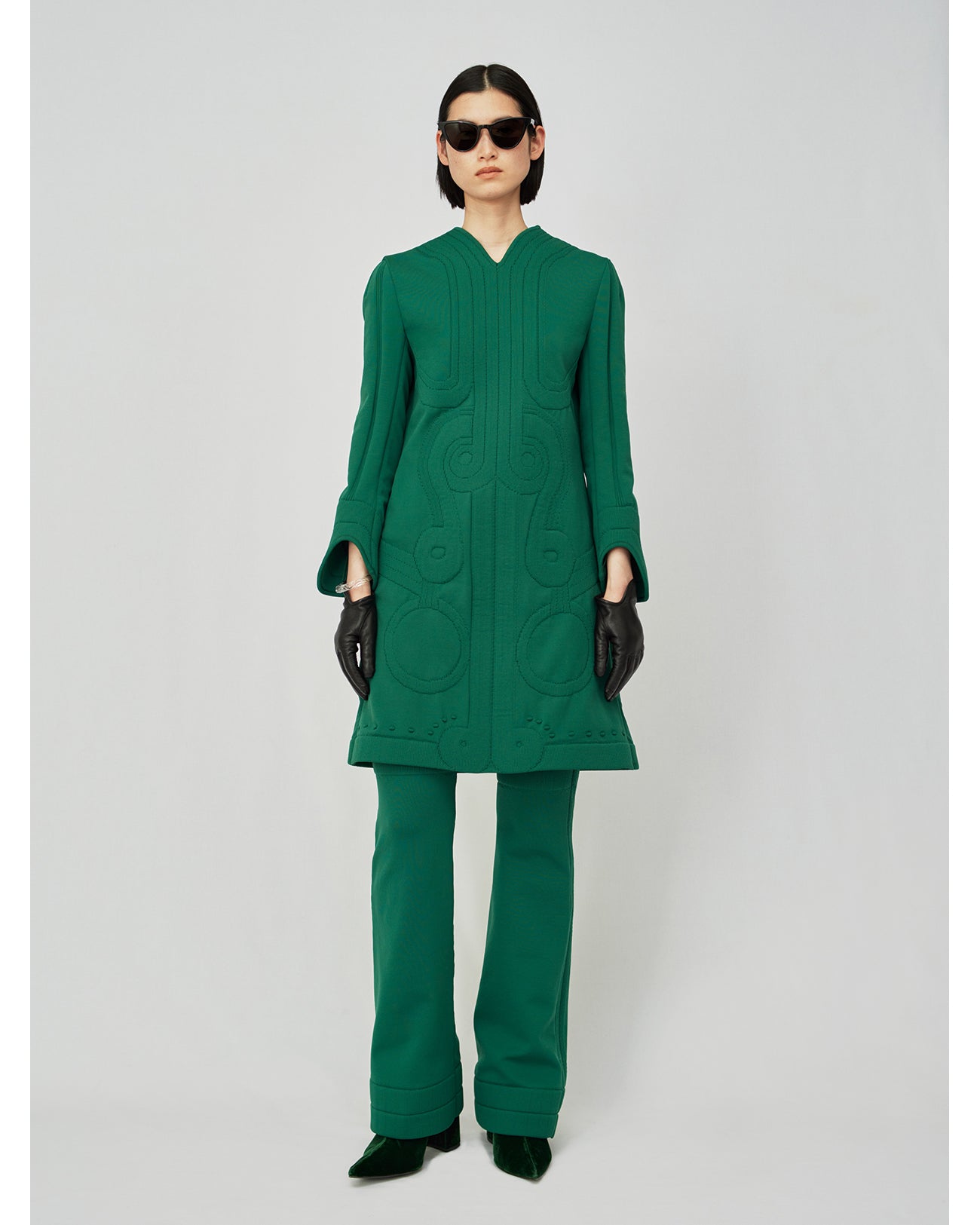 Jomon Pattern Knitted Dress - green - Mame Kurogouchi