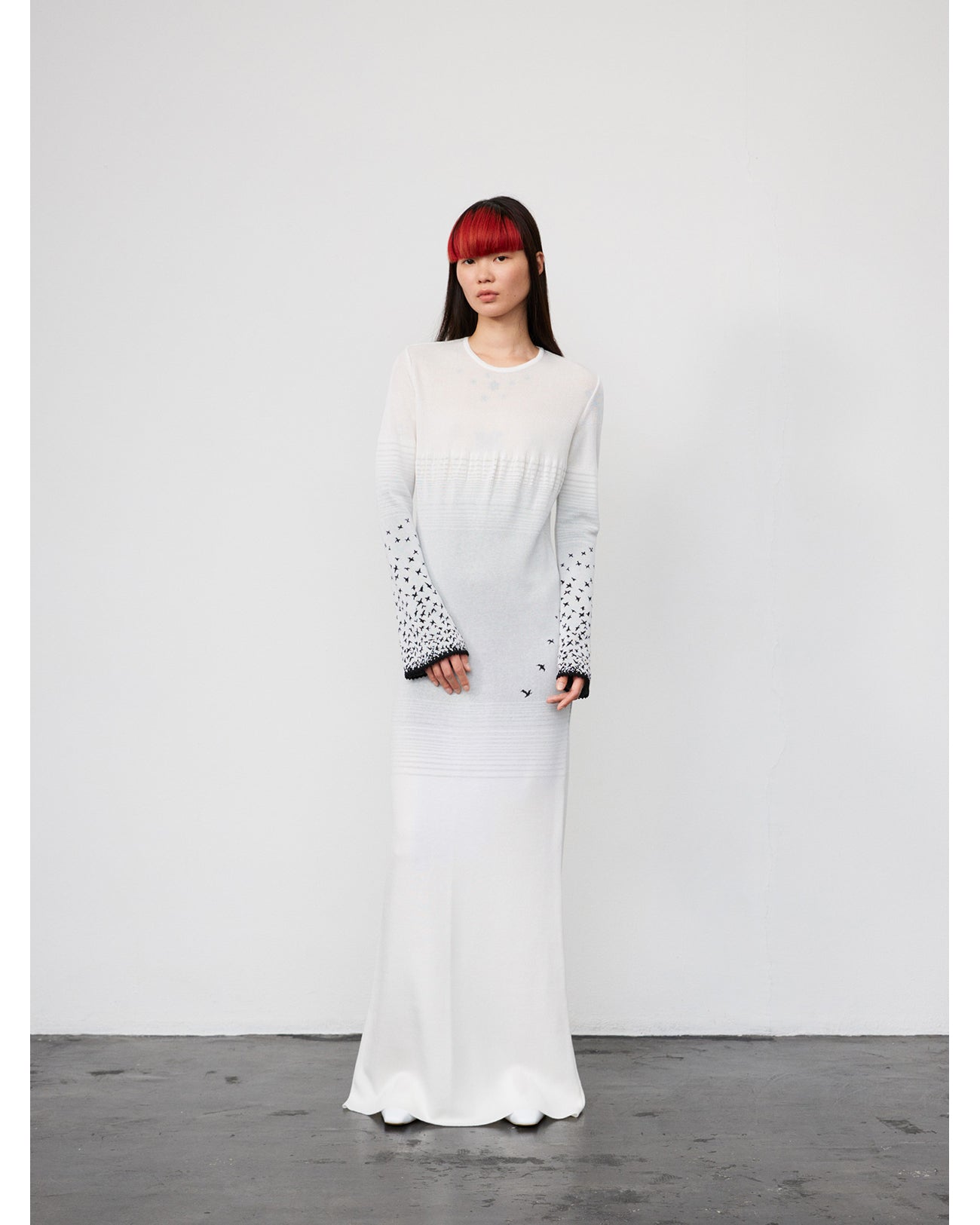Crane Pattern Jacquard Knitted Dress - navy - Mame Kurogouchi